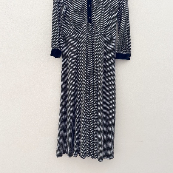 Tory Burch Anja Midi Dress A Line Velvet Silk Black Jazz Dot Classic Dressy XL - Picture 9 of 15